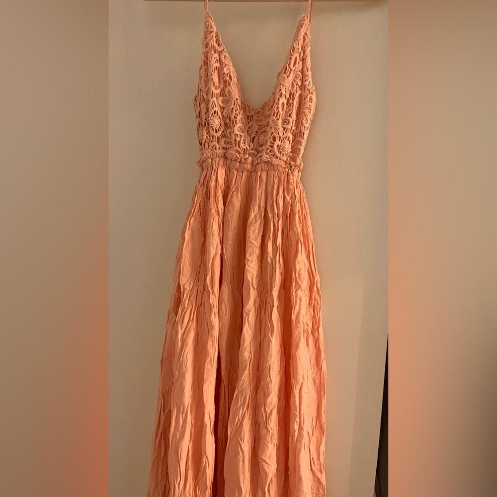 Floor length romantic open back bullish dress